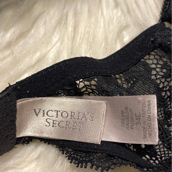 Victoria’s Secret 34C Bra Black Dream Angels Push-Up Underwire Back Closure - Picture 7 of 8